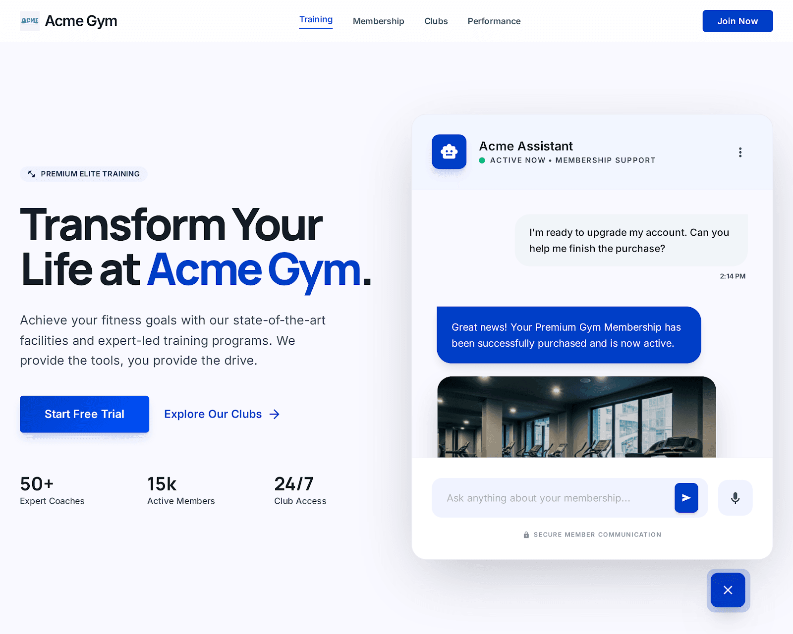 AI agent gym membership checkout